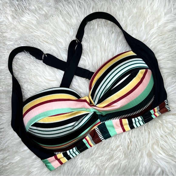 Allure Bikini Top Striped Adjustable Padded Swimwear Multicolor 16 18 Plus Size - Picture 3 of 16